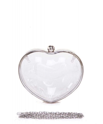 Transparent Heart Shaped Clutch Bag 6319 SILVER